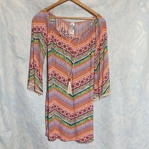 NWT 2 B Together Colorful Bohemian Tunic Dress Size L
